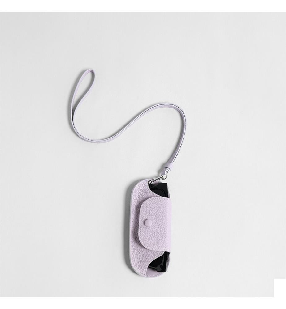 Étui à lunettes en cuir avec cordon - Lilas