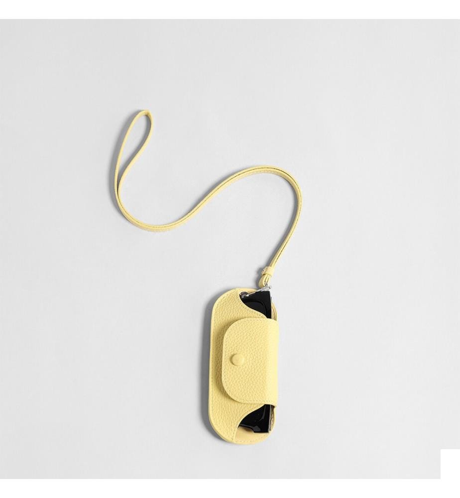 Étui à lunettes en cuir avec cordon - Jaune