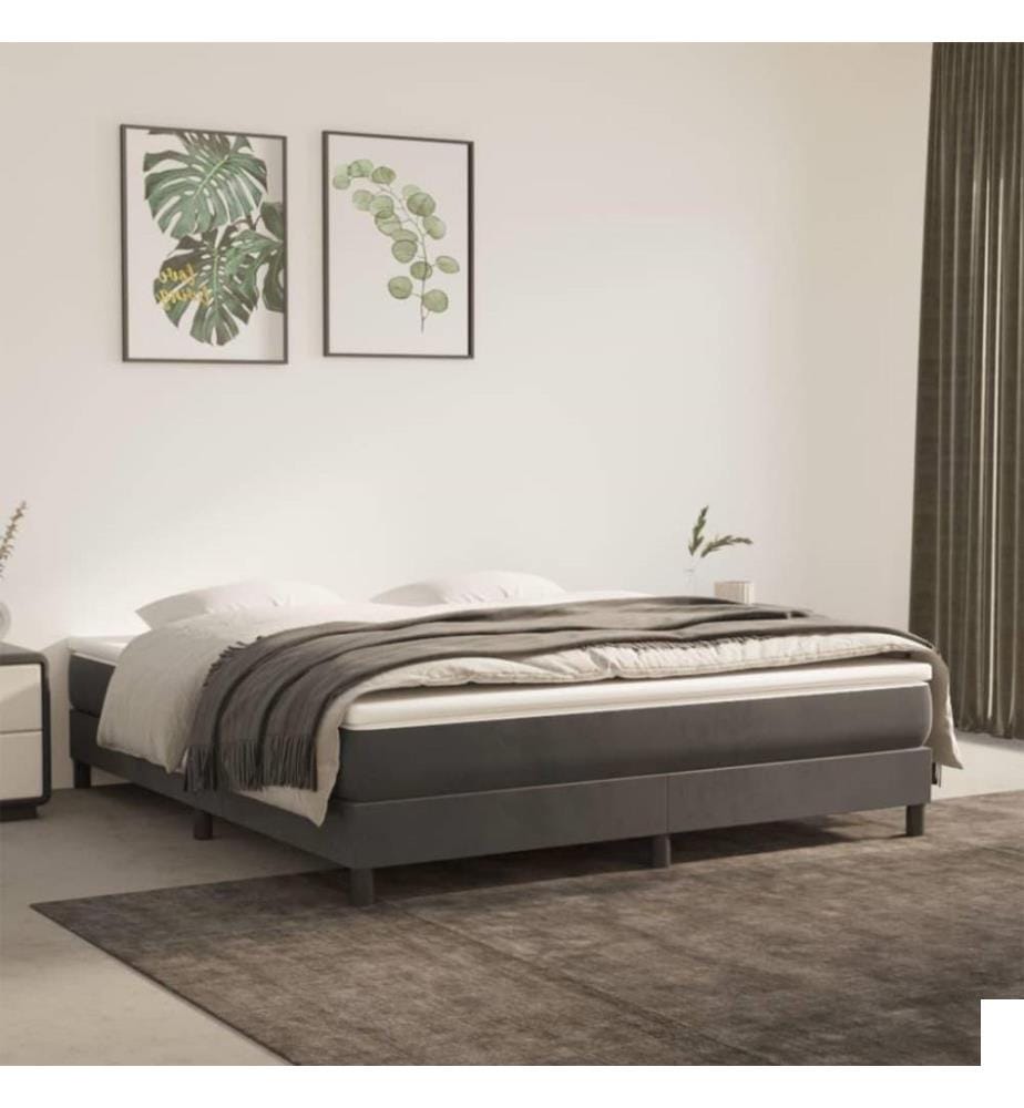 Sommier à ressorts de lit Gris foncé 160x200 cm Velours