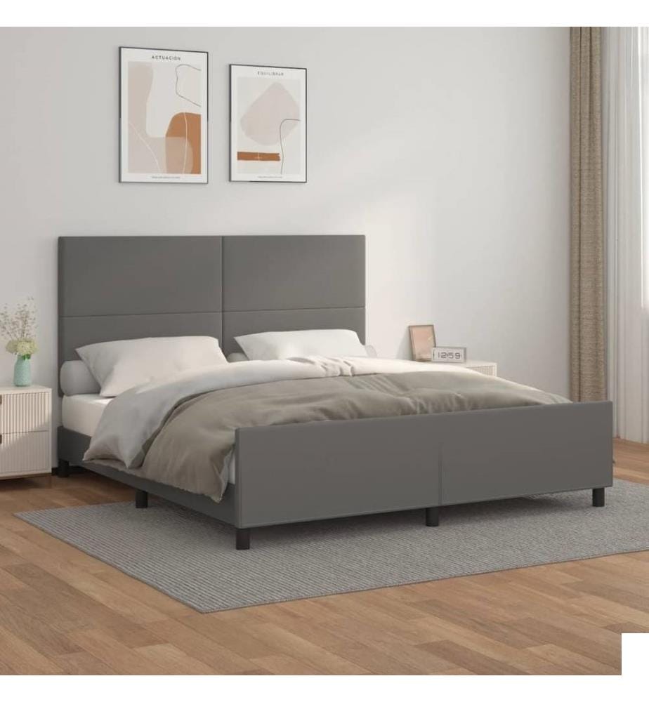 Cadre de lit avec tête de lit Gris 160x200 cm Similicuir