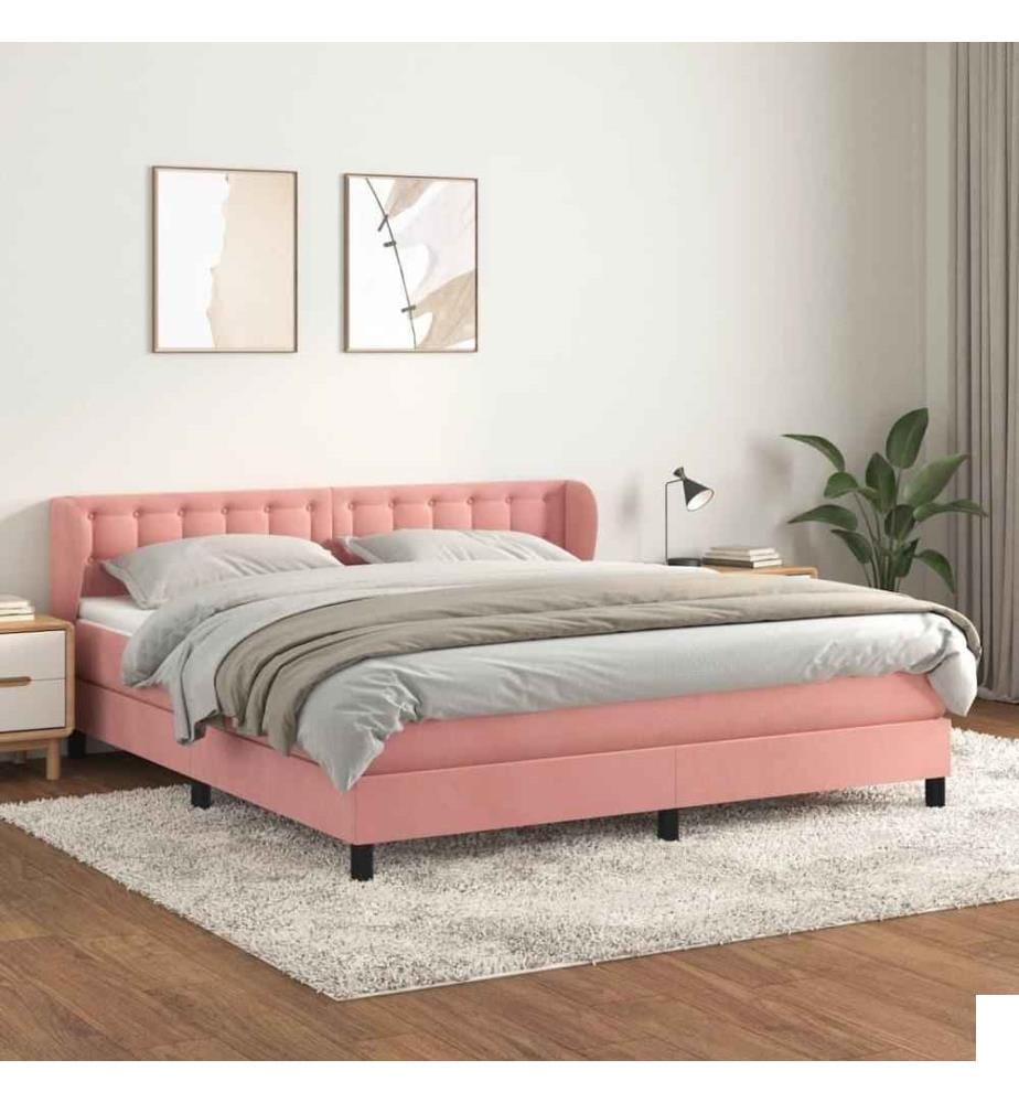 Lit à sommier tapissier avec matelas Rose 160x200 cm Velours