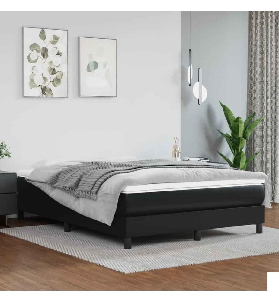 Lit à sommier tapissier avec matelas Noir 140x200 cm Similicuir