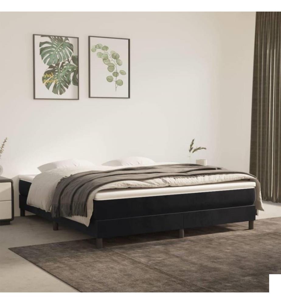 Lit à sommier tapissier et matelas Noir 160x200 cm Velours
