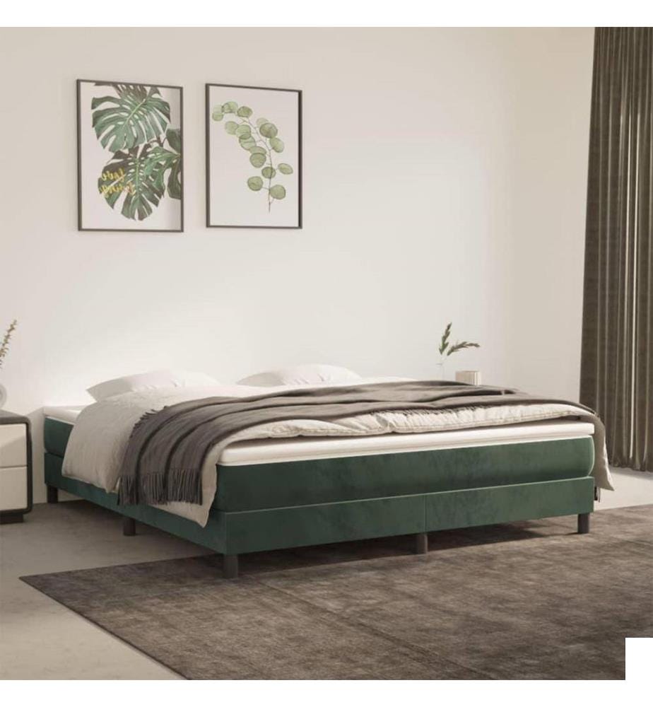 Lit à sommier tapissier et matelas Vert foncé 160x200cm Velours
