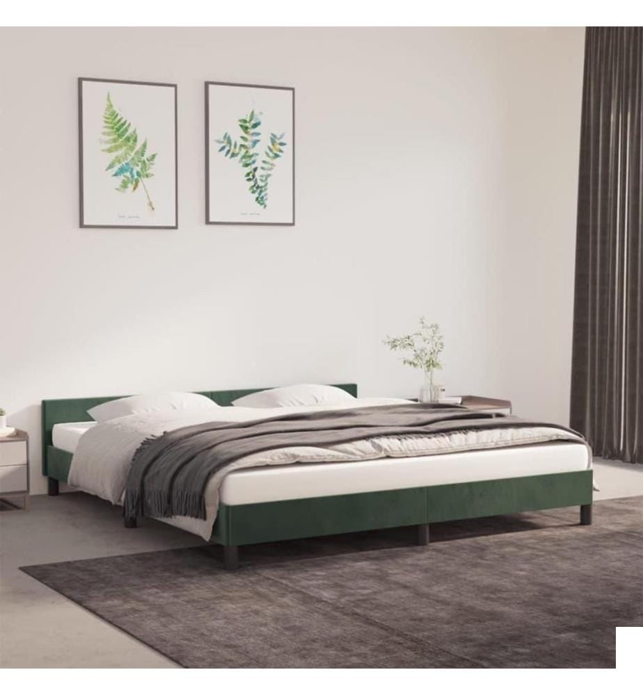 Cadre de lit avec tête de lit Vert foncé 180x200 cm Velours
