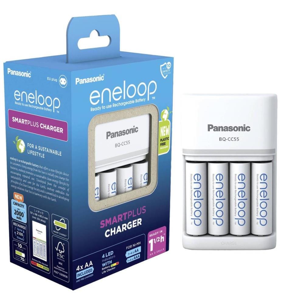 Chargeur Panasonic Eneloop K-KJ55MCD40E avec 4x AA 2000 mAh