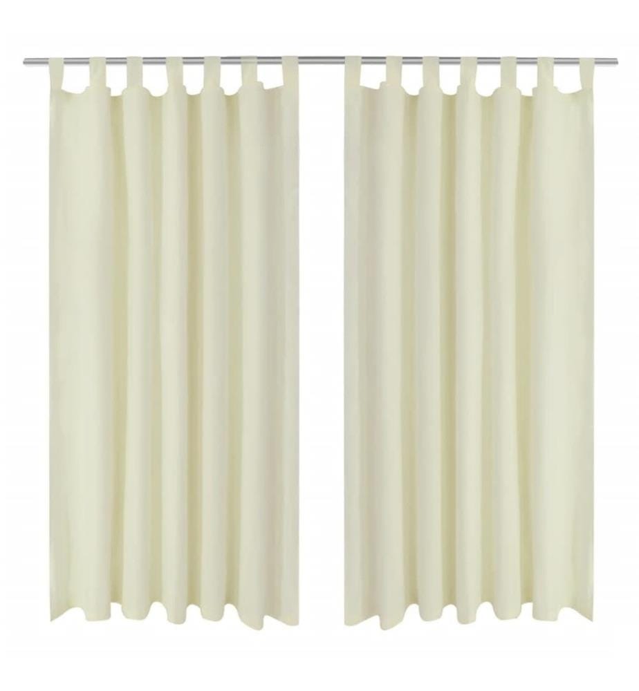 2 pcs Rideau à Passant Micro Satin Crème 140 x 245 cm
