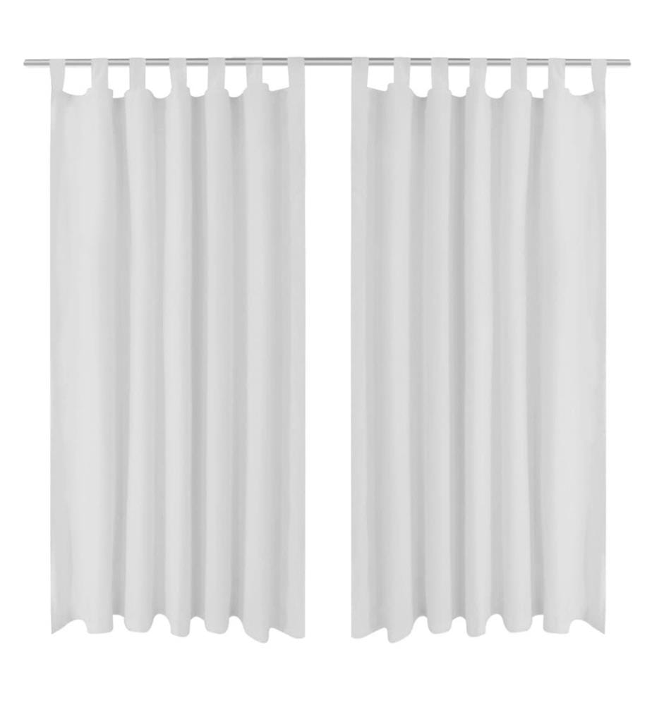 2 pcs Rideau à Passant Micro Satin Blanc 140 x 225 cm