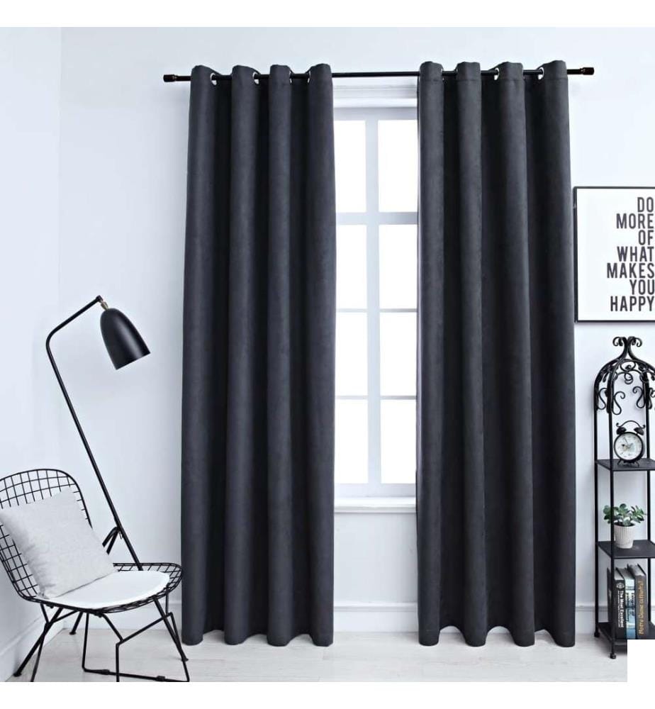 Rideaux occultants avec anneaux Métal 2pcs Anthracite 140x245cm