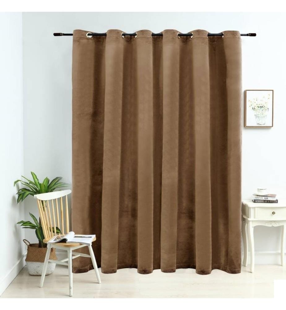 Rideau occultant avec anneaux en métal Velours Beige 290x245 cm