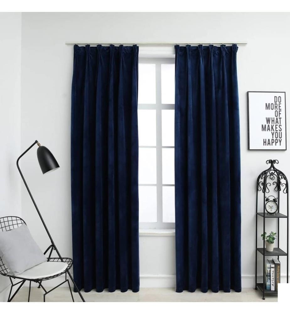 Rideaux occultants et crochet 2pcs Velours Bleu foncé 140x245cm