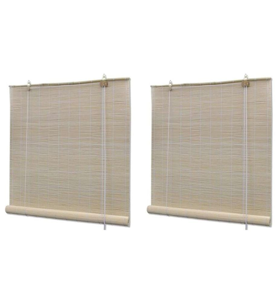 Stores à rouleau Bambou naturel 2 pcs 120x160 cm
