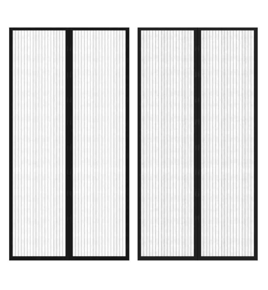 Rideau de porte contre insectes 210x100cm 2 pcs Magnétique Noir