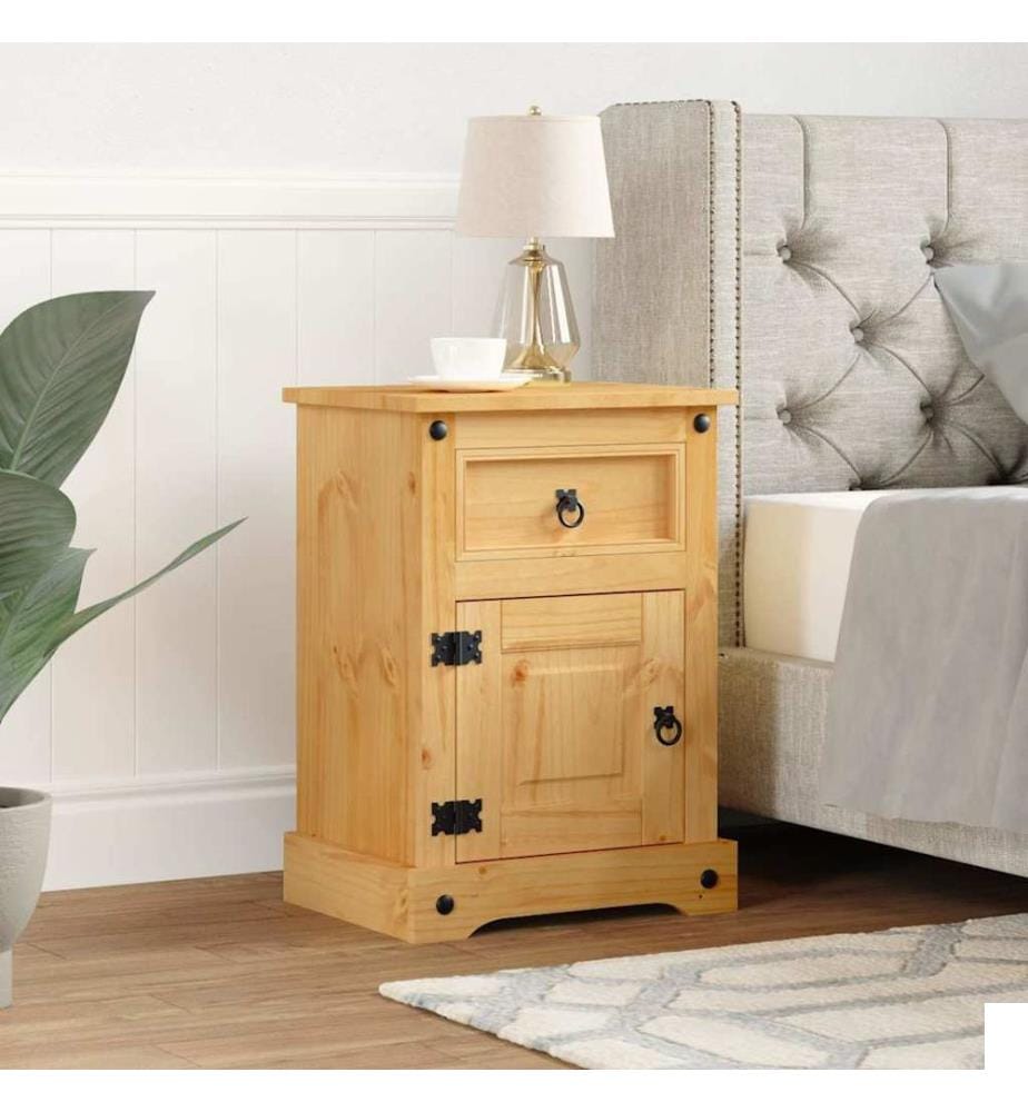 Table de chevet Gamme Corona pin mexicain 53x39x66 cm