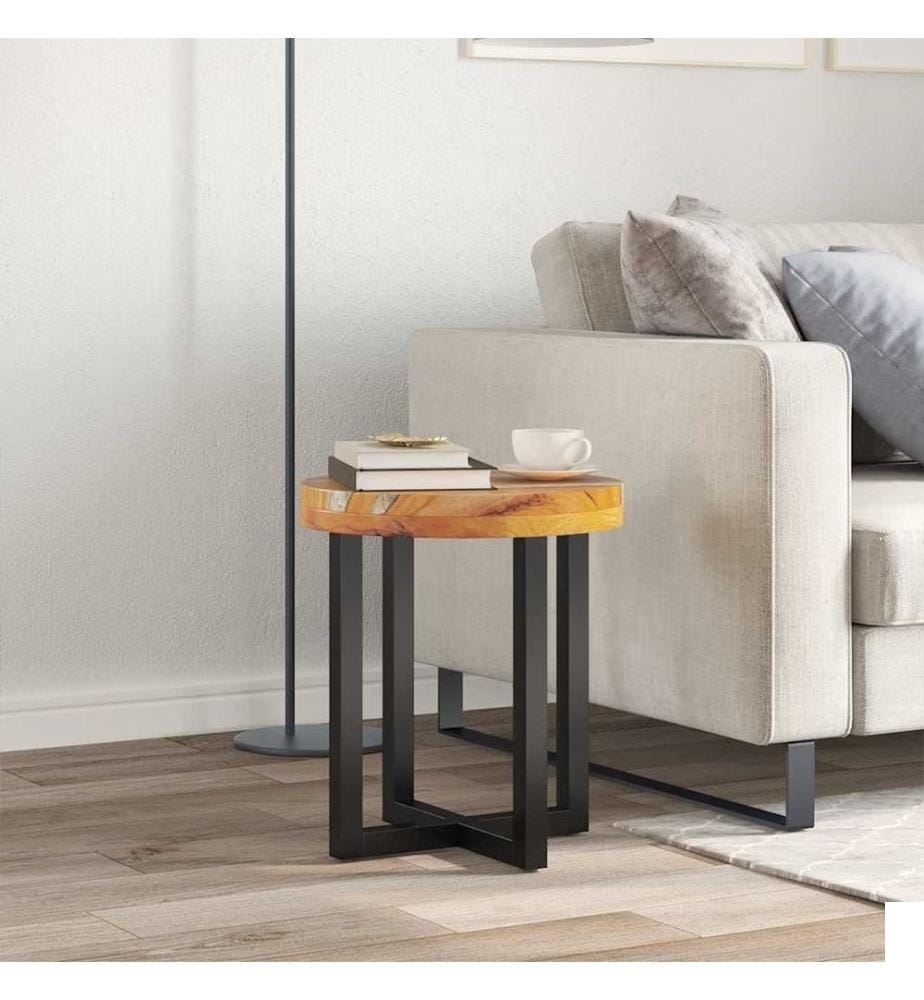 Table basse 40x45 cm Bois de teck massif et polyrésine