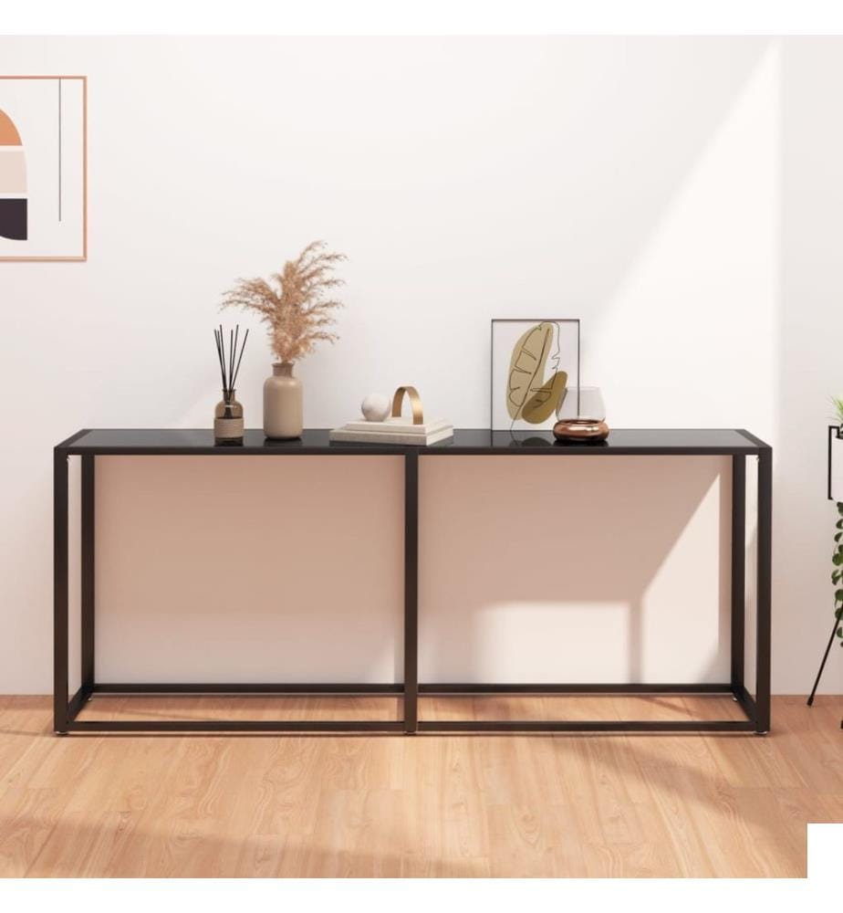 Table console Noir 180x35x75,5 cm Verre trempé