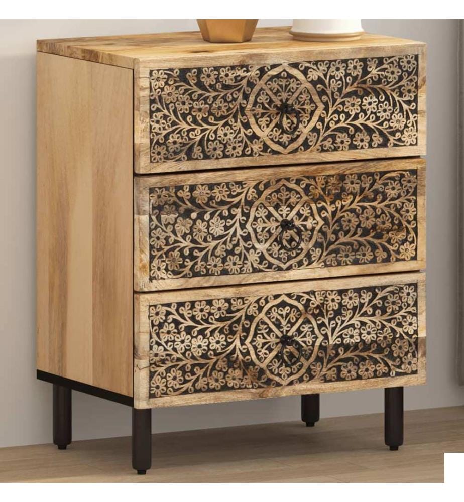 Table de chevet 50x33x60 cm bois de manguier massif