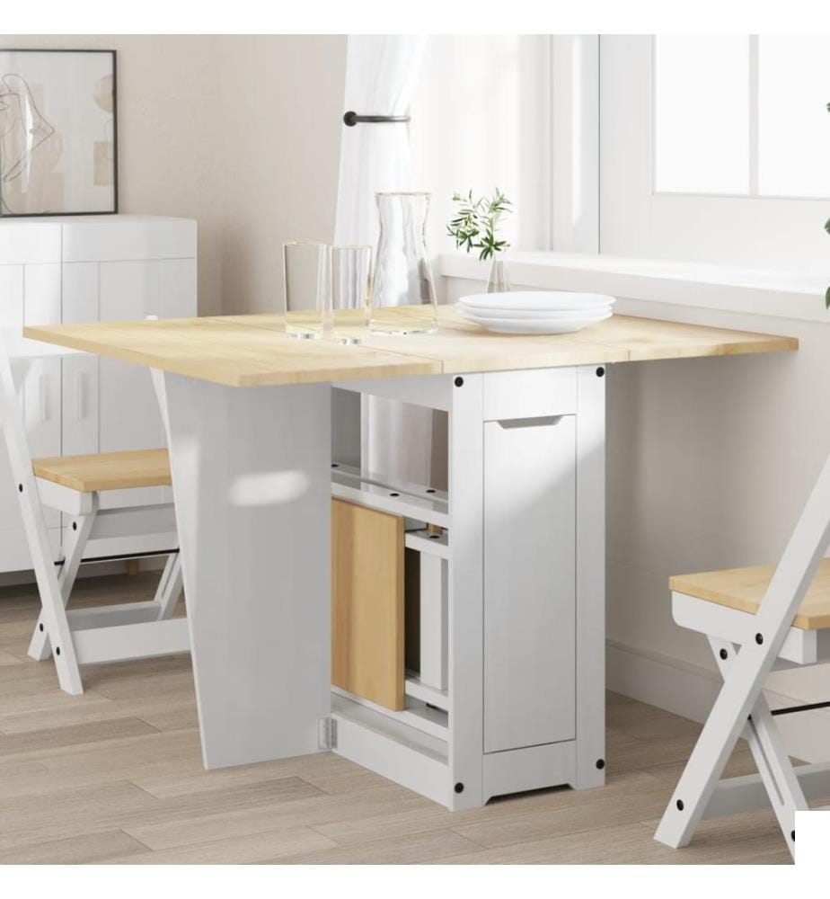 Table à manger papillon pliable Corona blanc bois de pin massif