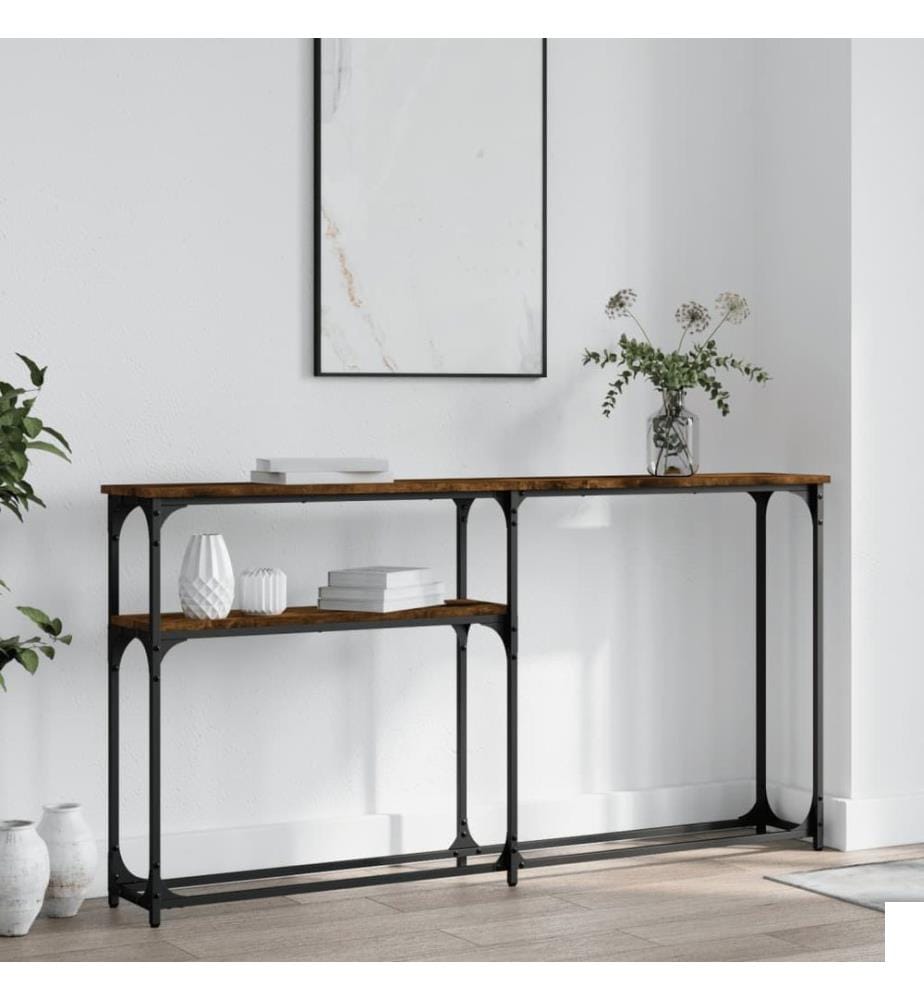 Table console chêne fumé 145x22,5x75 cm bois d'ingénierie