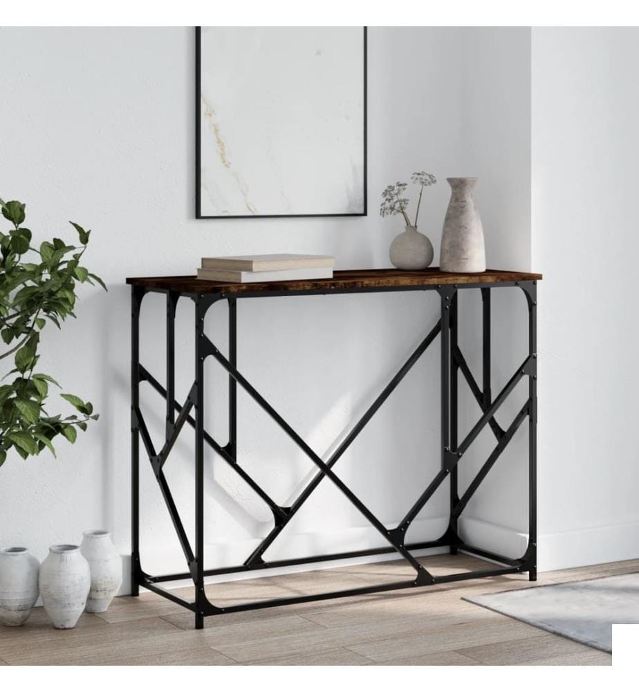 Table console chêne fumé 100x40x80 cm bois d'ingénierie