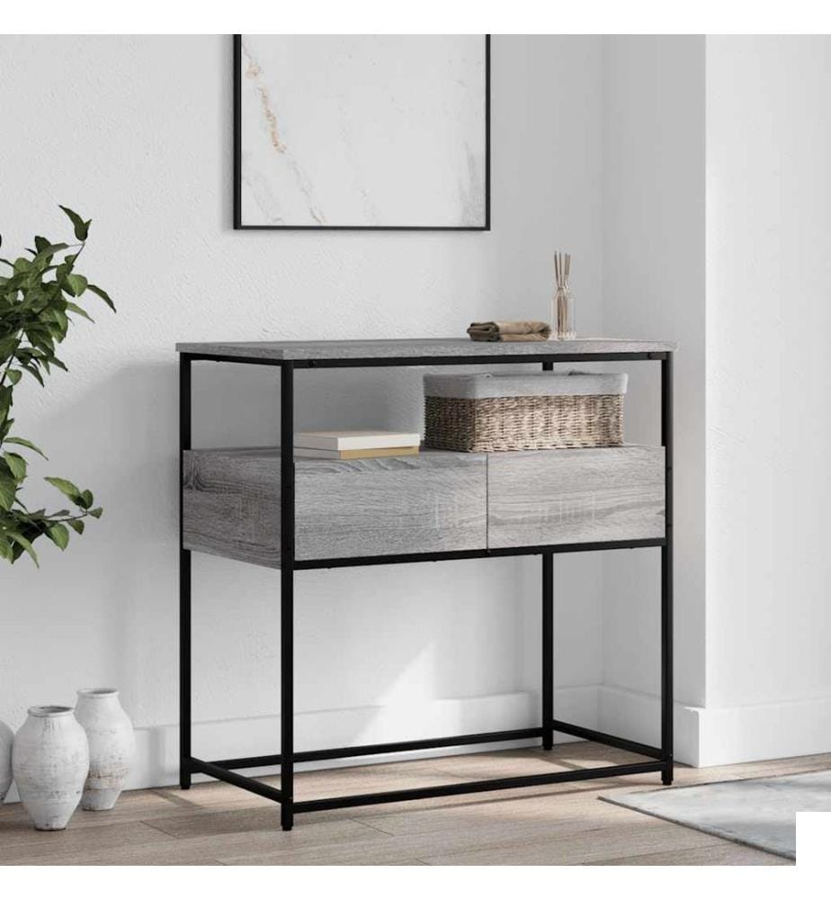 Table console sonoma gris 75x40x75 cm bois d'ingénierie