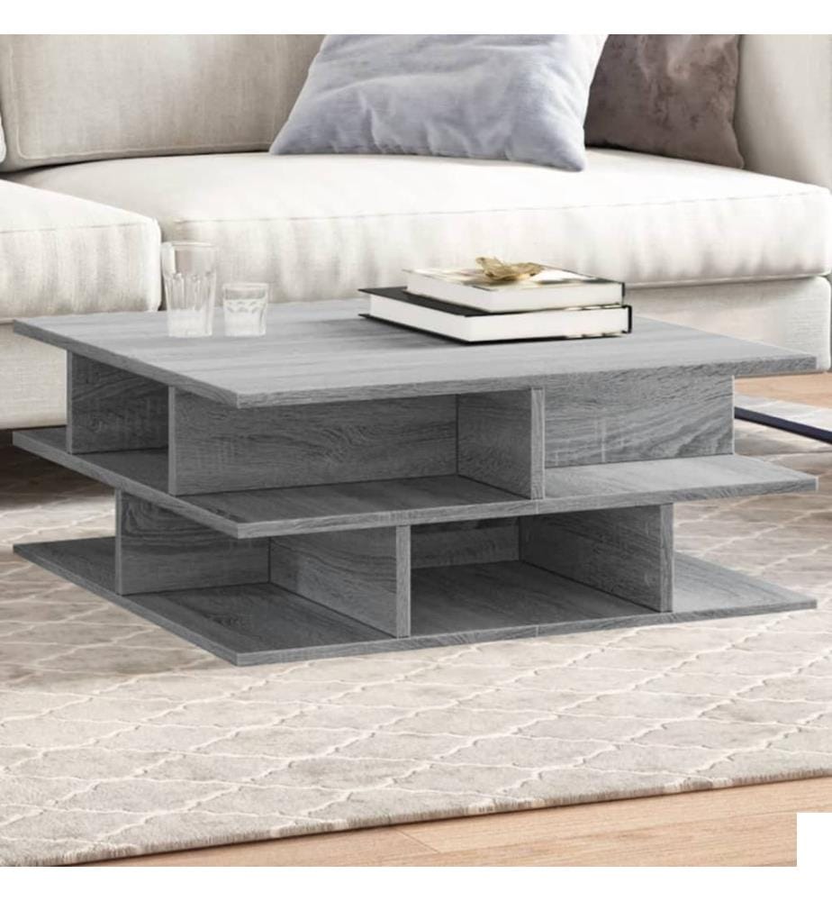 Table basse sonoma gris 70x70x29 cm bois d'ingénierie