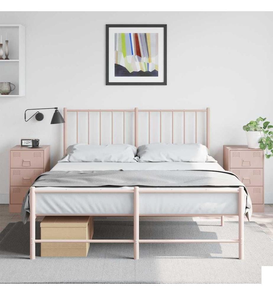 Tables de chevet 2 pcs rose 34,5x39x62 cm acier