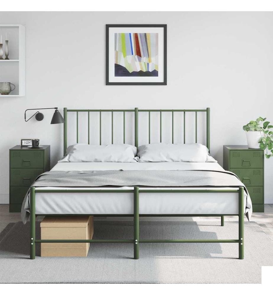 Tables de chevet 2 pcs vert olive 34,5x39x62 cm acier