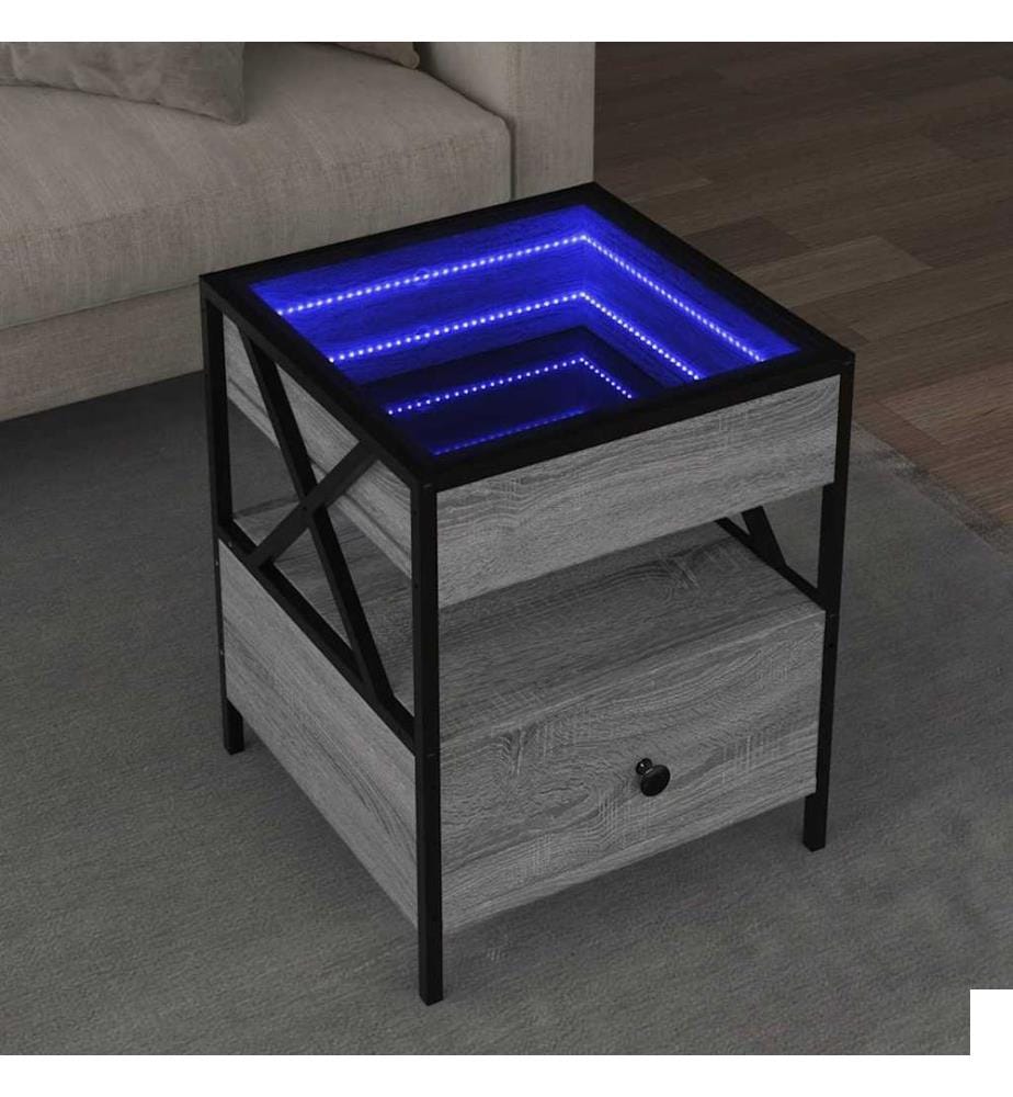 Table basse avec LED Infinity sonoma gris 40x40x51 cm