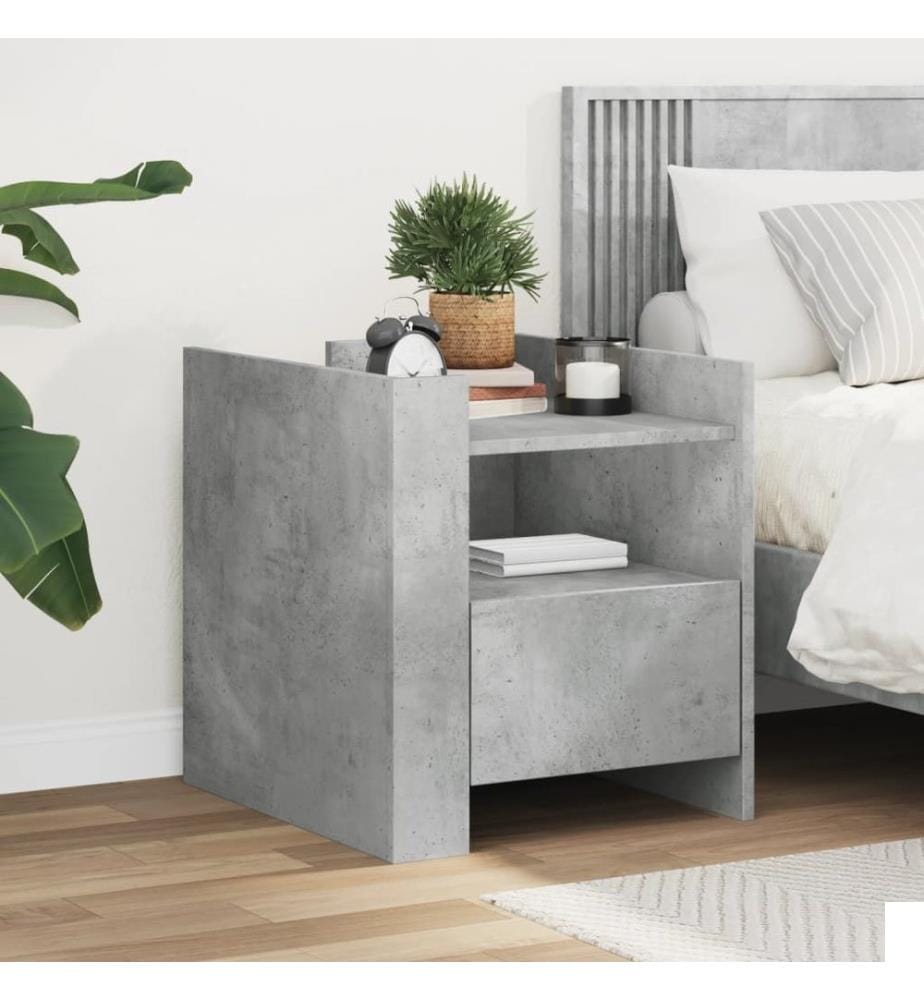 Table de chevet gris béton 45x50x50 cm bois dingénierie