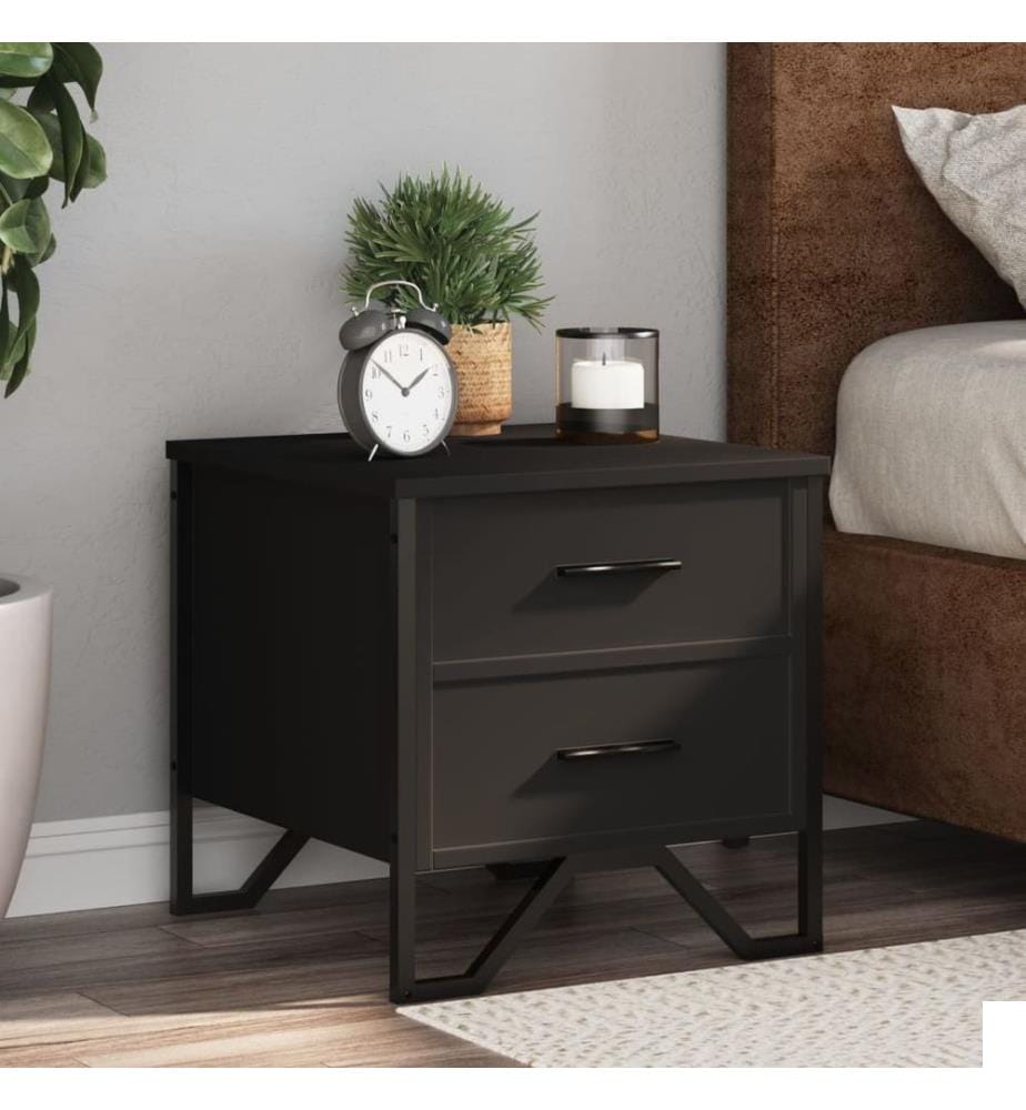 Tables de chevet 2 pcs noir 40x41x40 cm bois d'ingénierie