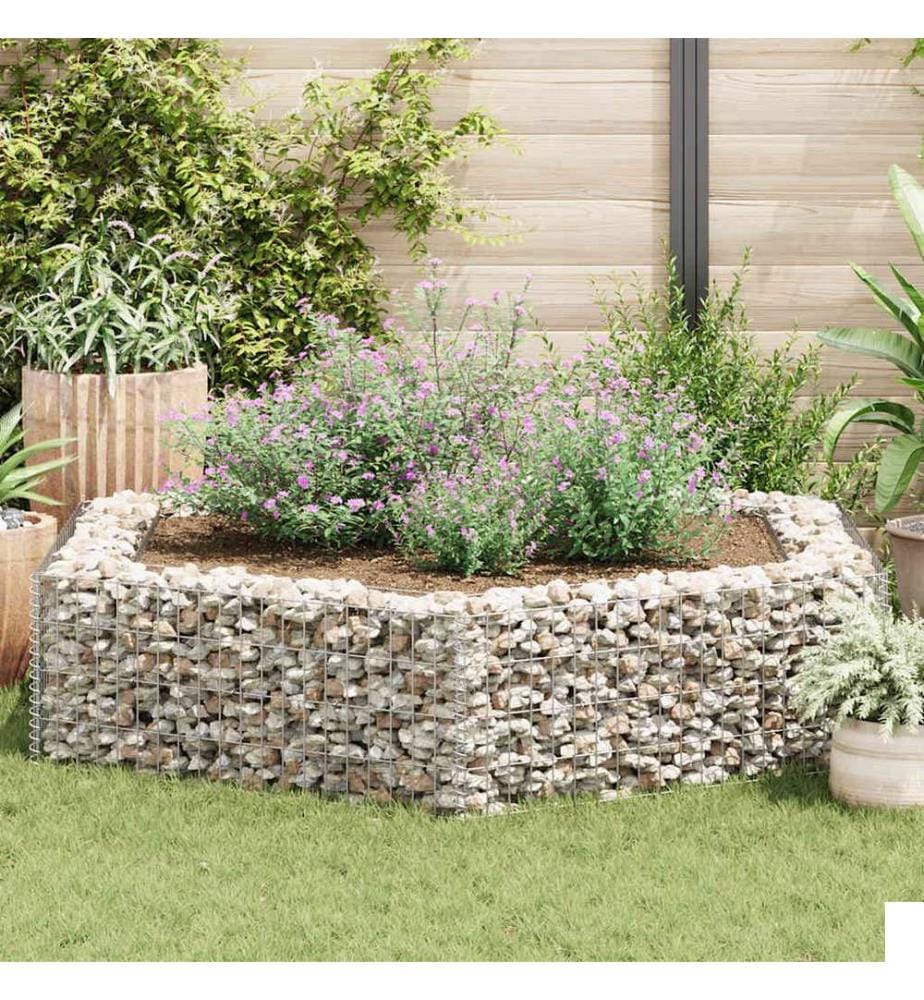 Lit surélevé à gabion hexagonale 200x173x40 cm