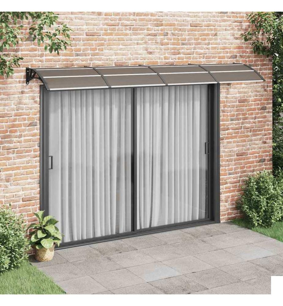 Auvent de porte Noir et transparent 350x75 cm Polycarbonate