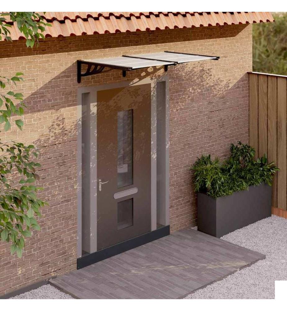 Auvent de porte Noir et transparent 152,5x90 cm Polycarbonate