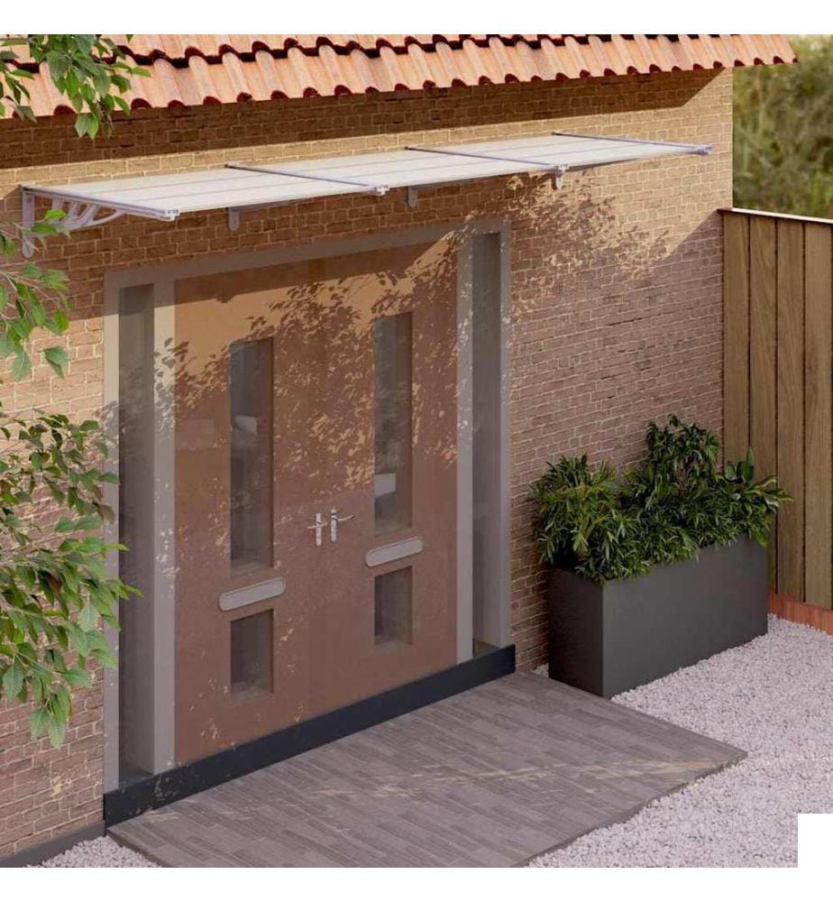 Auvent de porte Gris et transparent 358,5x90 cm Polycarbonate