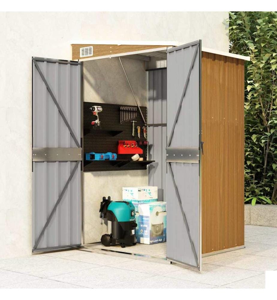 Remise de jardin murale Marron 118x100x178 cm Acier galvanisé