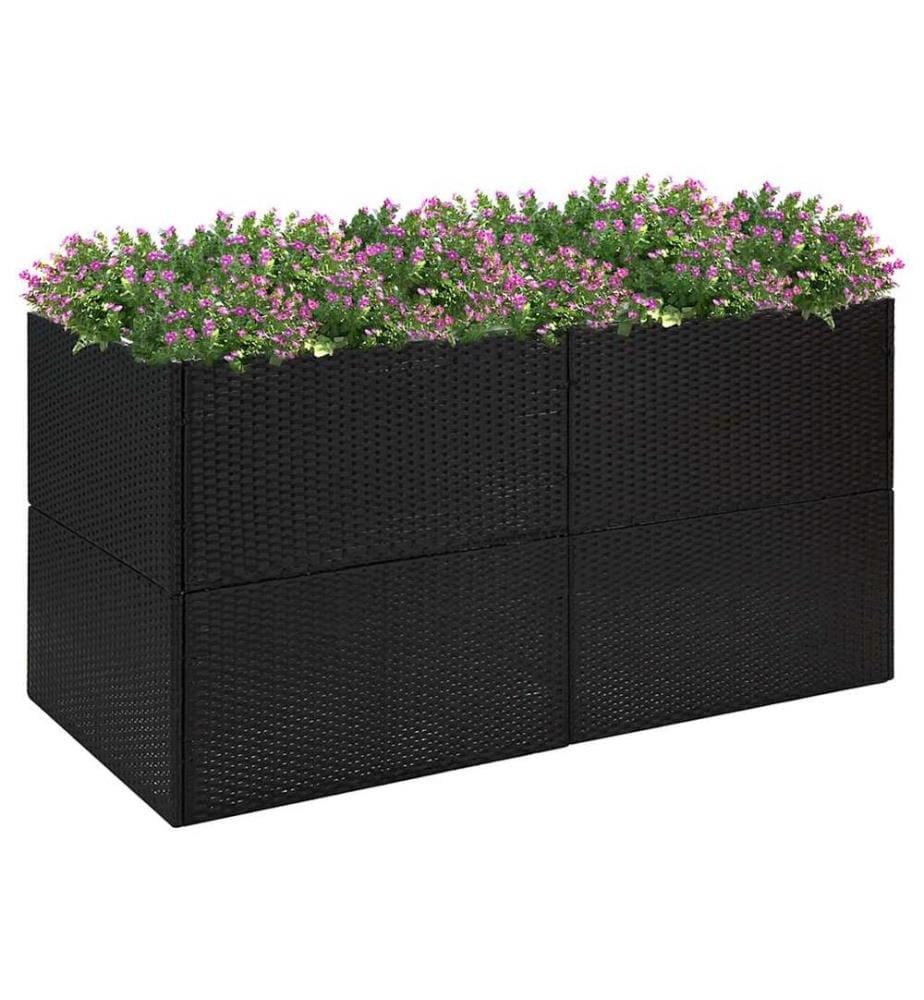 Jardinière Noir 157x80x80 cm Résine tressée