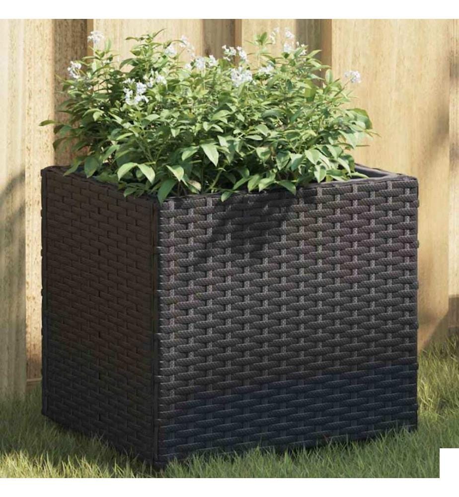 Jardinières 2 pcs noir 36x30x32 cm résine tressée