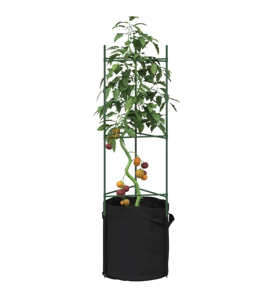 Cages à tomates avec sacs à plantes 6 pcs 116 cm acier et PP