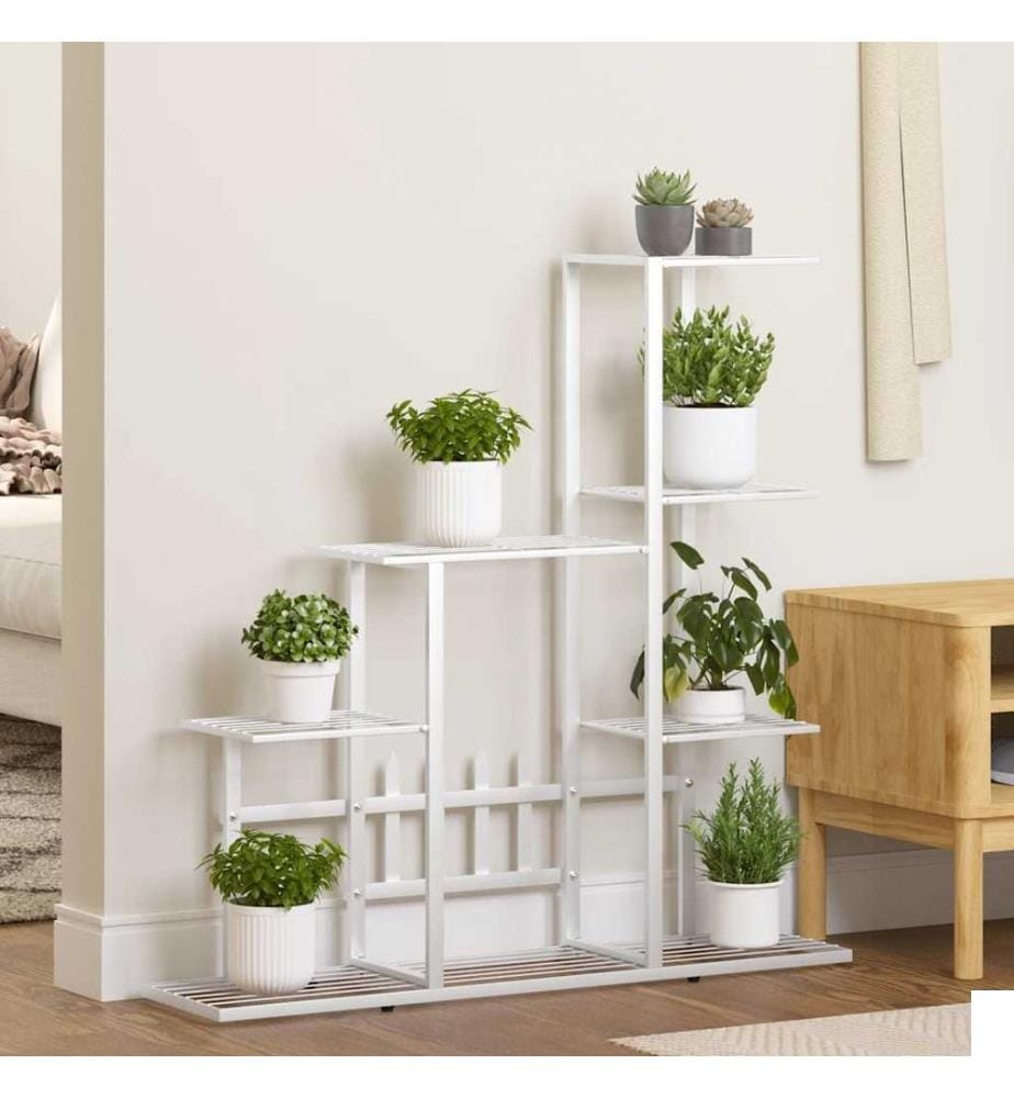 Support pour plantes 94,5x25x88 cm Blanc Métal