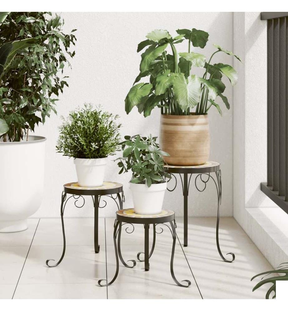 Supports pour plantes 3 pcs terre cuite et blanc céramique