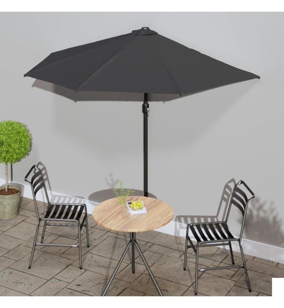 Parasol de balcon et mât en aluminium Anthracite 270x144cm Demi