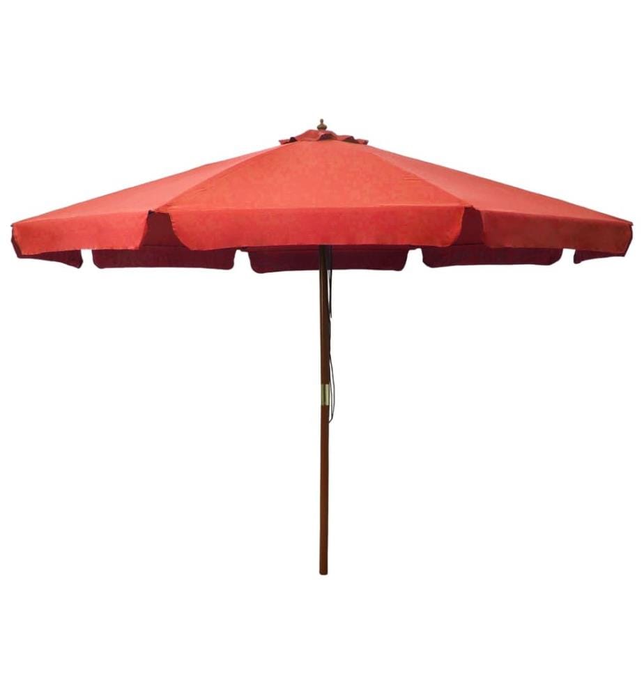 Parasol d'extérieur avec mât en bois 330 cm Terre cuite
