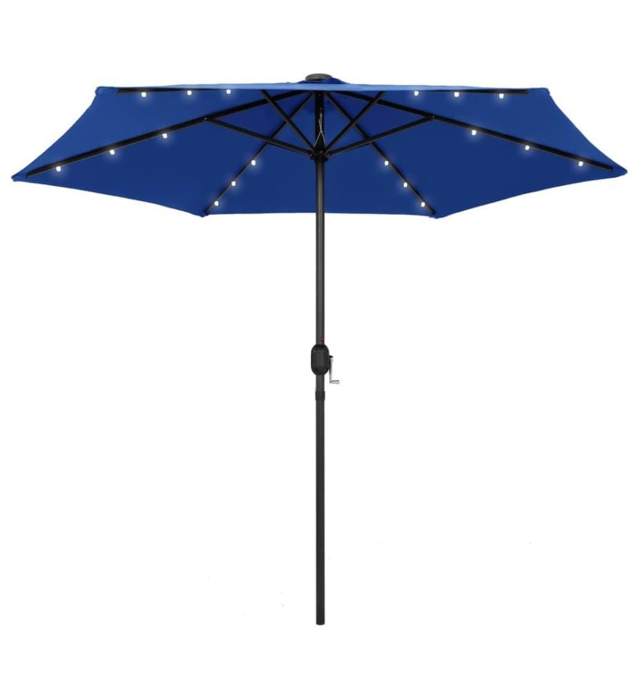 Parasol de jardin et lumières LED mât en aluminium bleu azuré