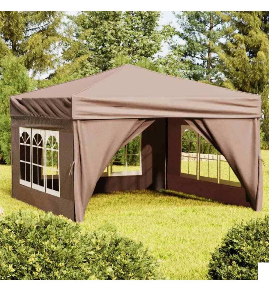 Tente de réception pliable avec parois Taupe 3x3 m