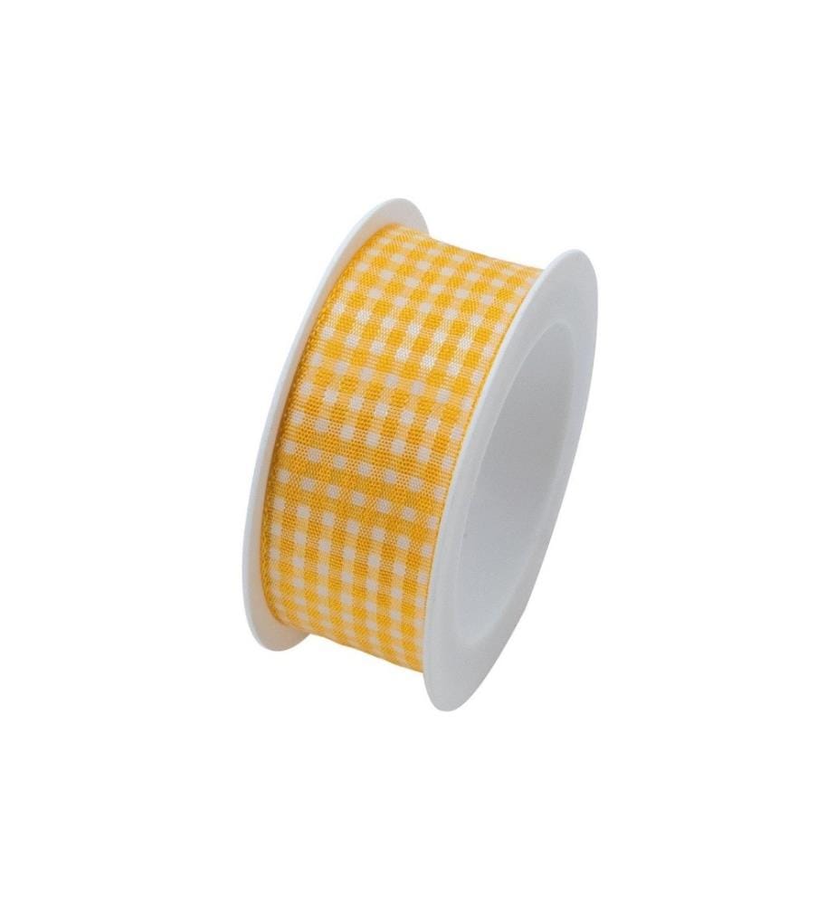 Braun + Company Ruban cadeau Vichy 25 mm x 2 m, Jaune