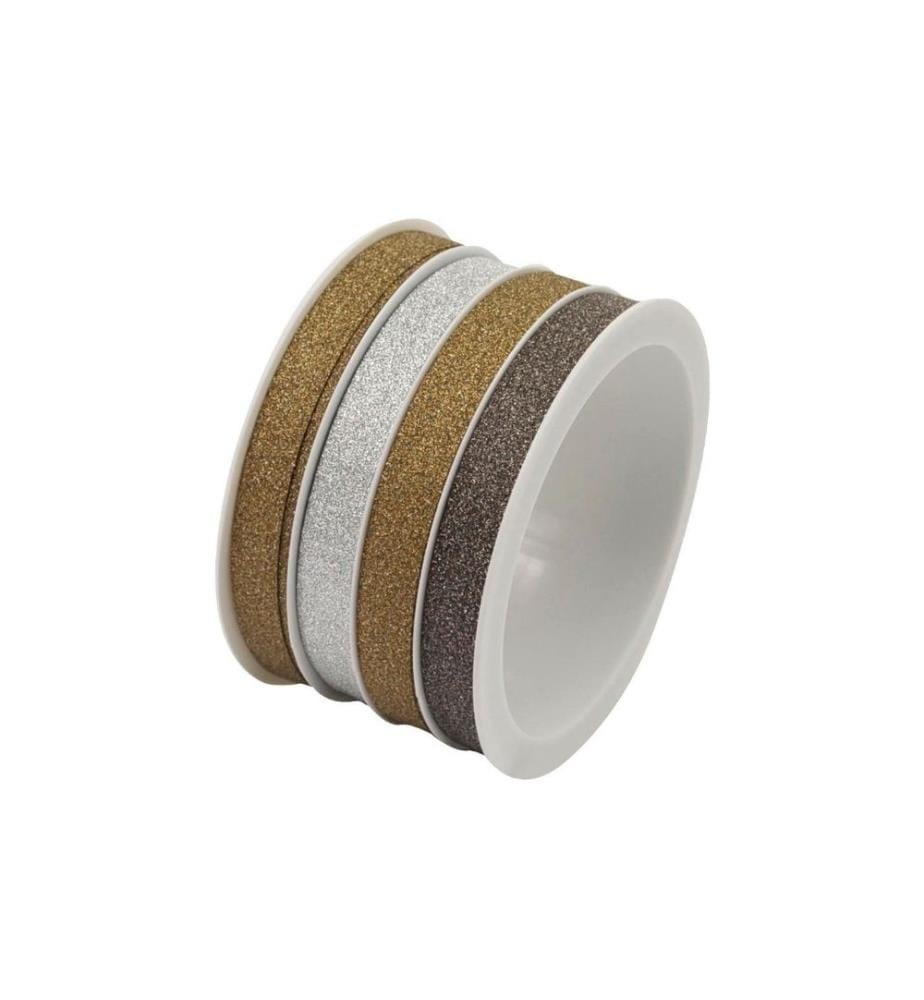 Braun + Company Ruban cadeau Mix 10 mm x 12 m, Brun/Scintillant