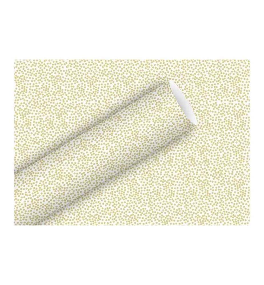 Braun + Company Papier cadeau Minidots 70 cm x 2 m, Blanc/Or