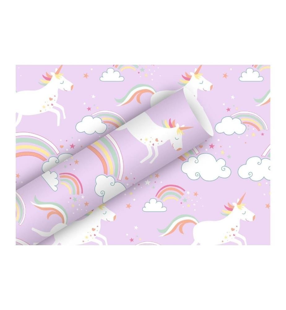 Braun + Company Papier cadeau Licorne 70 cm x 2 m, 80 g/m², multicolore