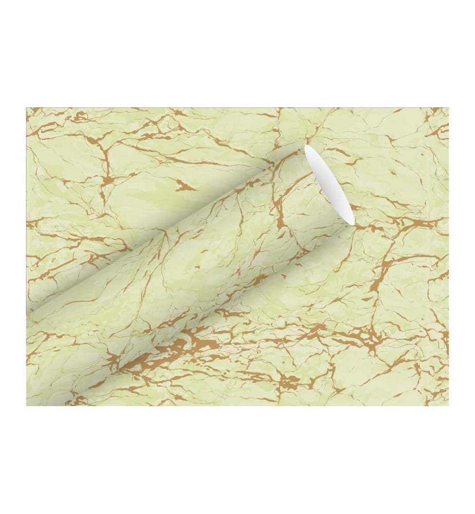 Braun + Company Papier cadeau Marbre 2 m x 70 cm, Doré/Vert